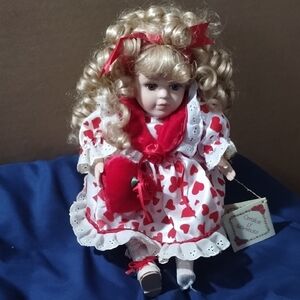 Adorable Heart Dress Doll with Blonde Curls